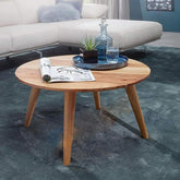 ONIJA Sheesham Wood Center Coffee Table for Home Living Room || Wooden Round Shape Cocktail Teapoy Tea Table Furniture for Patio Outdoor and Garden Table Color :- Natural Finish